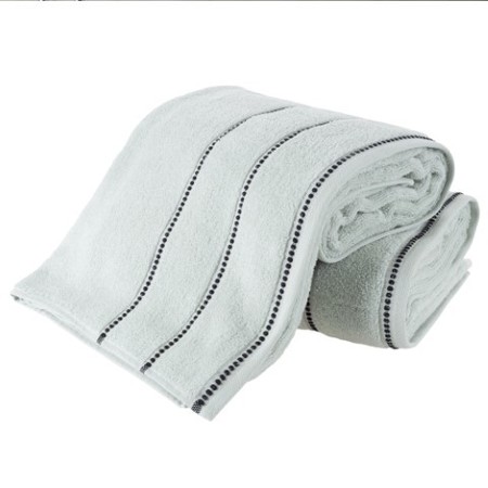 Hastings Home 2-piece Luxury Cotton Towel Set, Bath Sheet Made from 100% Zero Twist Cotton, (Seafoam/Black) 912401MNM